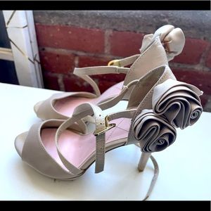 Tan Satin Platform heels